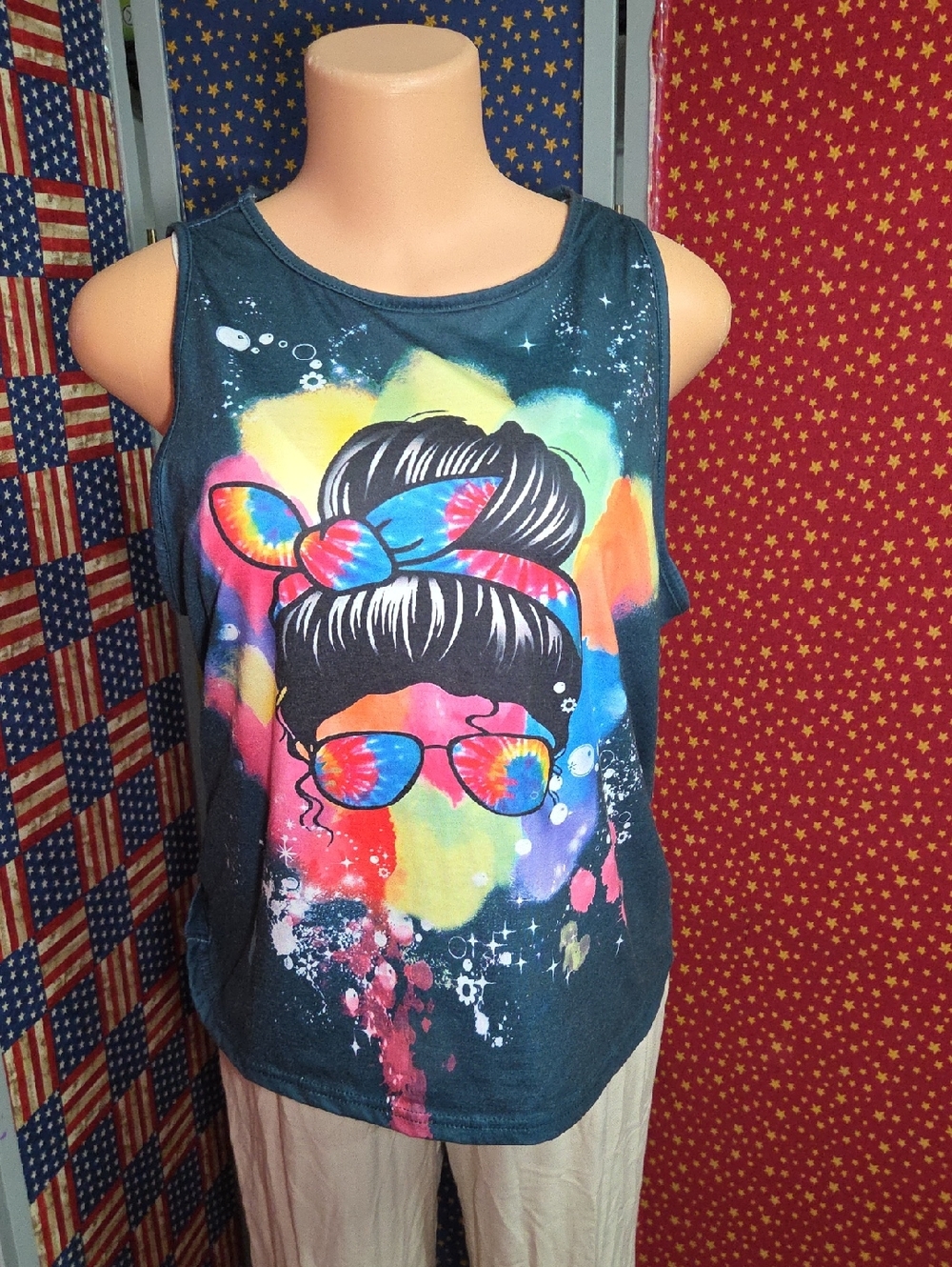 Light Blue and Teal Stretch Tank Top - XL - Picture 1 of 4